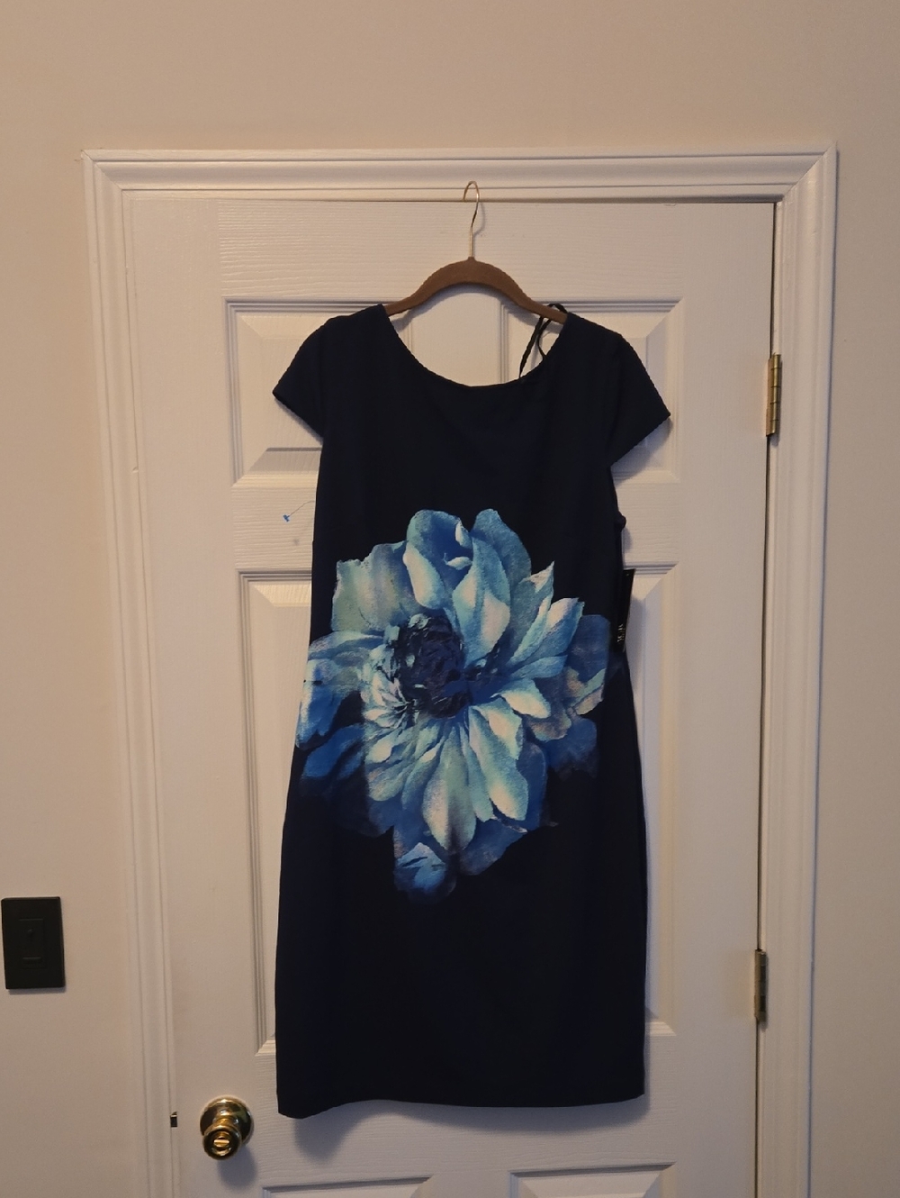 AGB Navy Midi Dress with Large Blue Floral